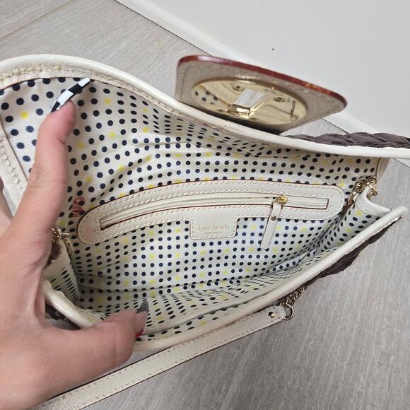Kate Spade Woven Clutch Bag Shoulder Brown/White NWOT - Picture 8 of 12